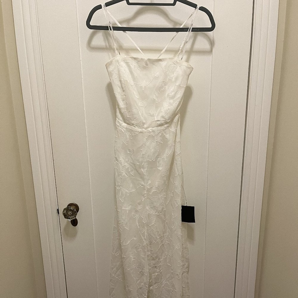 White Floral Chiffon Wide-Leg Jumpsuit